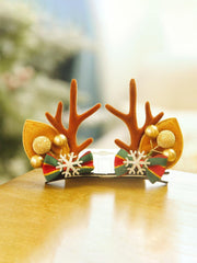 Pince à Cheveux Papillon Vert et Cerf de Noël