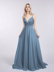 Bretelle Spaghetti Dentelle et Mousseline Robe Bleu de Schiste