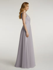 Illusion Col En V Tulle Robes Longues Dusk Grande Taille