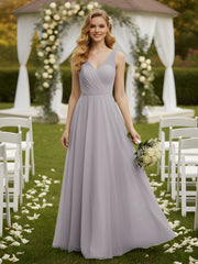 Illusion Col En V Tulle Robes Longues Dusk Grande Taille