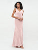 Robes Sirène Maxi en Velours avec Décolleté en V Rose Poudré