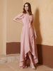 Robe Asymétrique de A-ligne en Mousseline Rose Poudré