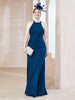 Robe Fourreau en Dentelle Longueur au Sol Licou Bleu Encre