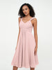 Robes Courtes Empire en Mousseline avec Poches Rose Poudré