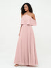 Robes Longues Mousseline à Epaules Dénudées avec Poches Rose Poudré