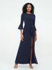Sirène Sexy Robes Trompette Manches Longues avec Fente Bleu Marine