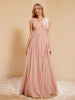 Maxi Robe Sans Manches avec Décolleté en V Plongeant Rose Poudré