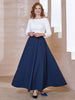 Robe de A-ligne à Col en Dentelle Longueur de Mollet Bleu Marine