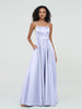 A-ligne Bretelles Spaghetti Robes Maxi en Satin Lavande